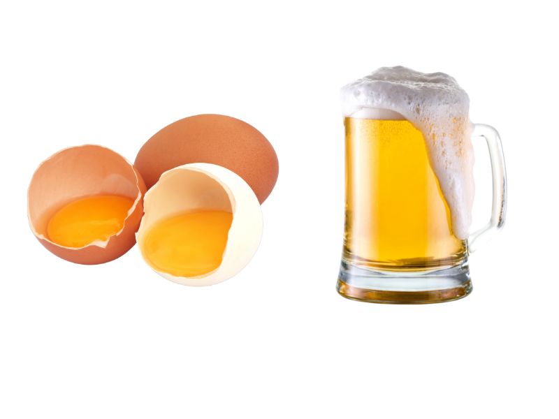 làm trắng da bằng trứng gà và bia