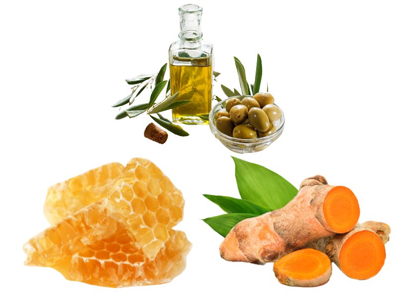 Cách làm mặt nạ trắng da với dầu oliu, mật ong và nghệ