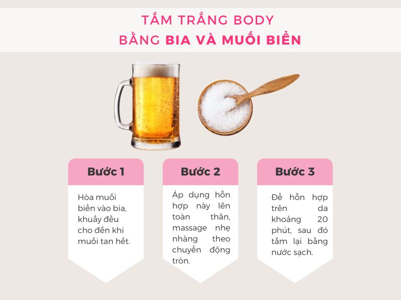 Tắm trắng bằng bia và muối biển