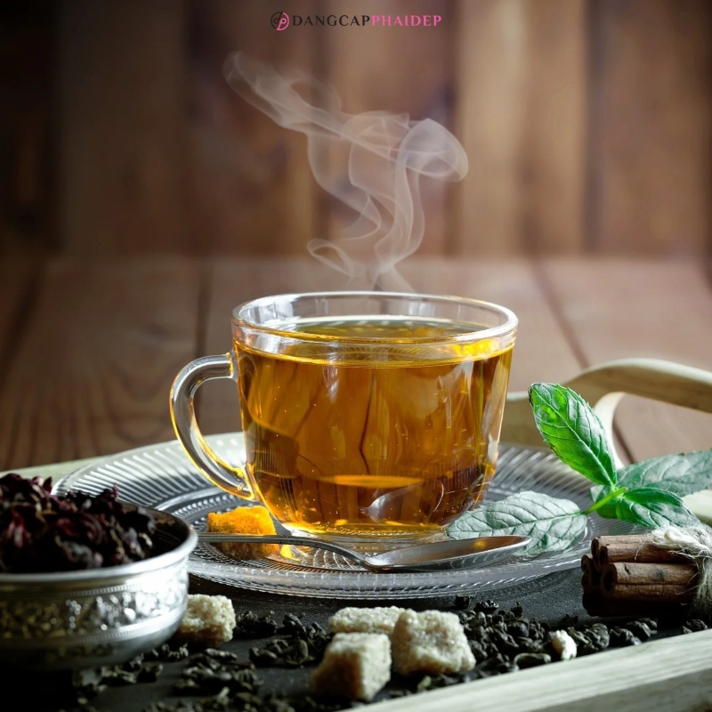 Nước trà xanh giảm cháy nắng rất tốt.