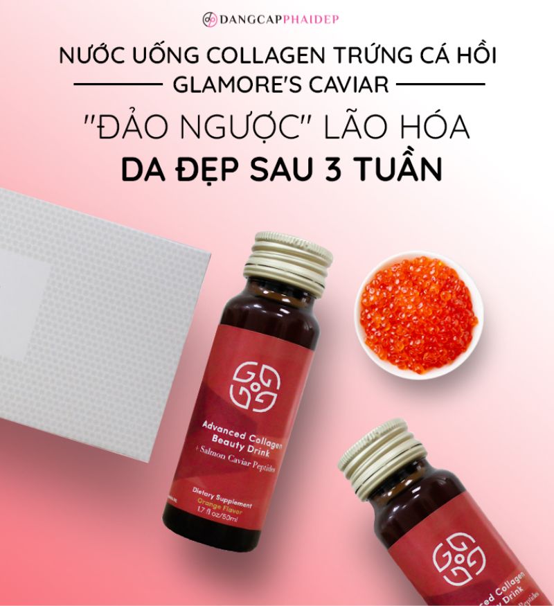 Review nước uống collagen cá hồi Collagen Glamore Caviar